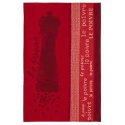 Pepper (Le Poivre) French Jacquard Red Dish Towel By Coucke