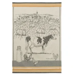 Kitchen Dairy Cattle (Vaches Laitières) French Jacquard Dish Towel By Coucke
