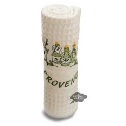Olive Oil Cream Waffle Weave Kitchen Towel By Tissus Toselli