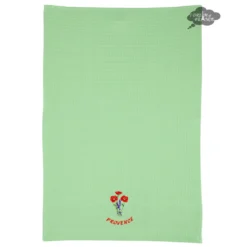 Towels Poppies Green Waffle Weave Kitchen Towel By Tissus Toselli