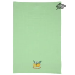 Lemons Green Waffle Weave Kitchen Towel By Tissus Toselli