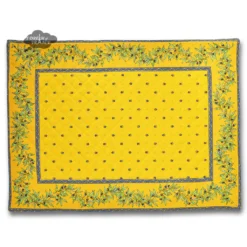 Calisson Yellow & Blue Quilted Placemat By Tissus Toselli Table Linens