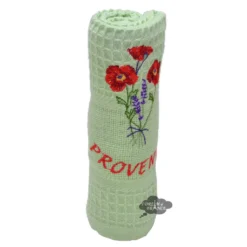 Towels Poppies Green Waffle Weave Kitchen Towel By Tissus Toselli