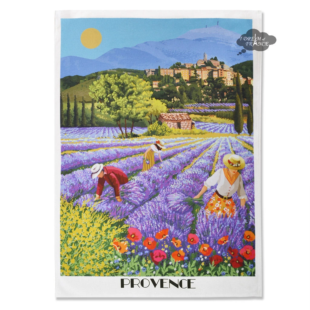 Provence Lavender Fields French Cotton Kitchen Towel By L'Ensoleillade
