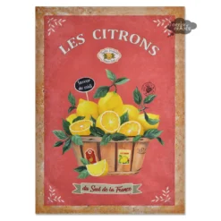 The Lemons (Les Citrons) French Cotton Kitchen Towel By L'Ensoleillade