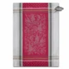 Winery Red & Gray French Cotton Jacquard Dish Towel By Tissus Toselli