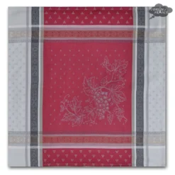 Table Linens Winery Red & Gray French Cotton Jacquard Napkin By Tissus Toselli