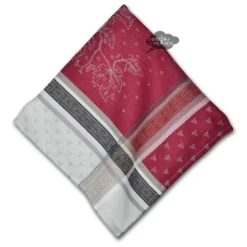 Table Linens Winery Red & Gray French Cotton Jacquard Napkin By Tissus Toselli