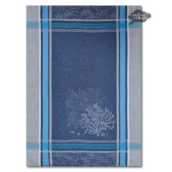 Oceane Blue French Cotton Jacquard Dish Towel By Tissus Toselli Kitchen