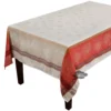 Tissus Toselli Table Linens 62x78" Rectangular Oceane Coral Red French Jacquard Cotton Tablecloth By L'Ensoleillade