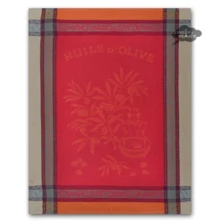 Kitchen Olive Red French Cotton Jacquard Dish Towel By L'Ensoleillade