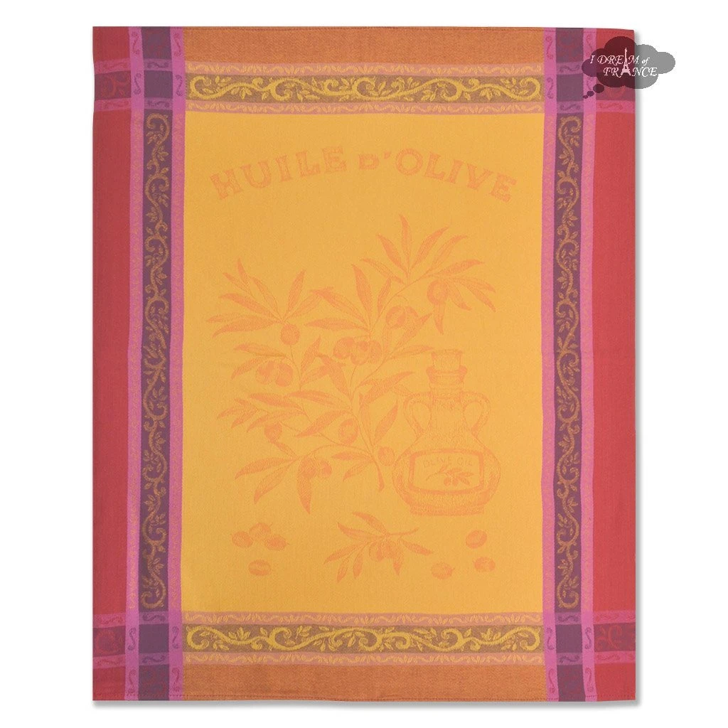 L'Ensoleillade Olive Yellow Cotton Jacquard Dish Towel Kitchen
