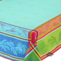 Table Linens 62x 138" Rectangular Cezanne Blue Jacquard Tablecloth By L'Ensoleillade