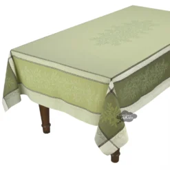 62x120" Rectangular Olive Green Jacquard Tablecloth By L'Ensoleillade Table Linens