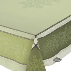 62x138" Rectangular Olive Green Jacquard Tablecloth By L'Ensoleillade Table Linens