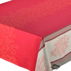 Table Linens 62x120" Rectangular Olive Red Double Border French Jacquard Tablecloth By L'Ensoleillade
