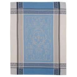 Versailles Gray & Blue Cotton Jacquard Dish Towel By Tissus Toselli
