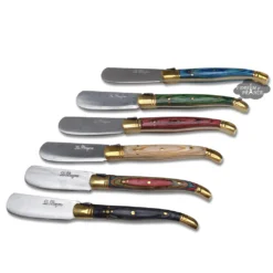 Laguiole Bougna Laguiole DeLuxe Butter Knives Set Of 6 - Multicolor Stained Rosewood Handles By Bougna