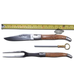 Laguiole Bougna Laguiole Carving Set And Honing Steel With Olive Wood Handles By Bougna