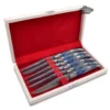 Laguiole Bougna Laguiole DeLuxe Table Knives Set Of 6 - Blue Stained Rosewood Handles By Bougna Kitchen