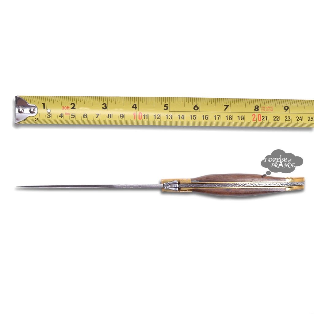 Laguiole Bougna Kitchen Laguiole DeLuxe Table Knives Set Of 6 - Rosewood Handles With Gold-Tone Flower Inlay By Bougna