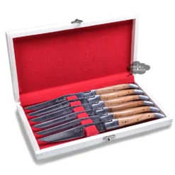 Laguiole Bougna Kitchen Laguiole DeLuxe Table Knives Set Of 6 - Olive Wood Handles By Bougna