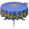Le Cluny French Linens Table Linens 70" Round Grapes Blue Acrylic-Coated Cotton Provence Tablecloth By Le Cluny