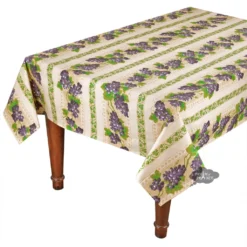 Le Cluny French Linens 58" Square Grapes Cream Acrylic-Coated Cotton Provence Tablecloth By Le Cluny Table Linens