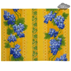 Le Cluny French Linens Table Linens Grapes Yellow Acrylic-Coated Cotton Reversible Placemat By Le Cluny