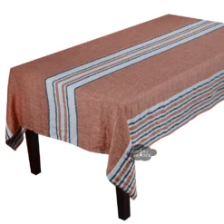 Harmony (now Haomy) Table Linens 62x120" Rectangular Zonza Copper French 100% Linen Tablecloth By Harmony