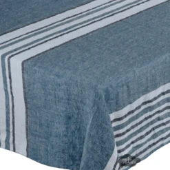 Harmony (now Haomy) 62x98" Rectangular Zonza Prussian Blue French Linen Tablecloth By Harmony