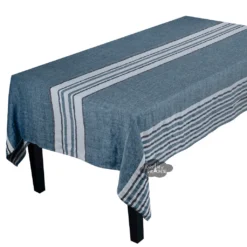 Harmony (now Haomy) Table Linens 62x120" Rectangular Zonza Prussian Blue French 100% Linen Tablecloth By Harmony