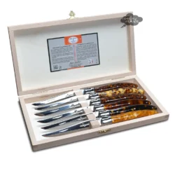 Kitchen Laguiole Jean Dubost DeLuxe Table Knives Set Of 6 - Faux Tortoiseshell