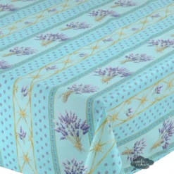 Le Cluny French Linens Table Linens 52x72" Rectangular Lavender Blue Acrylic-CoatedCotton Provence Tablecloth By Le Cluny