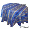 Le Cluny French Linens 90" Round Lisa Blue Acrylic-Coated Cotton Provence Tablecloth By Le Cluny