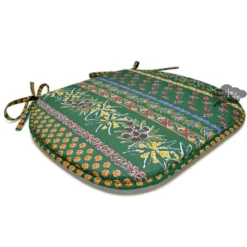 Le Cluny French Linens Table Linens Olives Green Acrylic-Coated Cotton French Style Chair Pad By Le Cluny