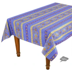 Le Cluny French Linens 60x108" Rectangular Lisa Blue Acrylic-Coated Cotton French Country Tablecloth By Le Cluny Table Linens