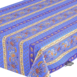 Le Cluny French Linens 60x 96" Rectangular Lisa Blue Acrylic-Coated Cotton French Country Tablecloth By Le Cluny Table Linens