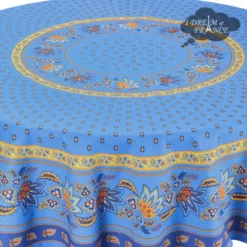 Le Cluny French Linens Table Linens 70" Round Lisa Blue French Country Tablecloths By Le Cluny