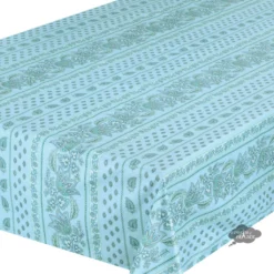 Le Cluny French Linens 52x72" Rectangular Lisa Turquoise Acrylic-Coated Cotton Provence Tablecloth By Le Cluny Table Linens