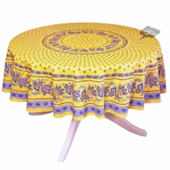 Le Cluny French Linens 70" Round Lisa Yellow French Country Tablecloth By Le Cluny