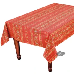 Le Cluny French Linens 60x108" Rectangular Lisa Red Acrylic-Coated Cotton Provence Tablecloth By Le Cluny Table Linens