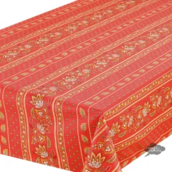 Le Cluny French Linens 60x108" Rectangular Lisa Red Acrylic-Coated Cotton Provence Tablecloth By Le Cluny Table Linens
