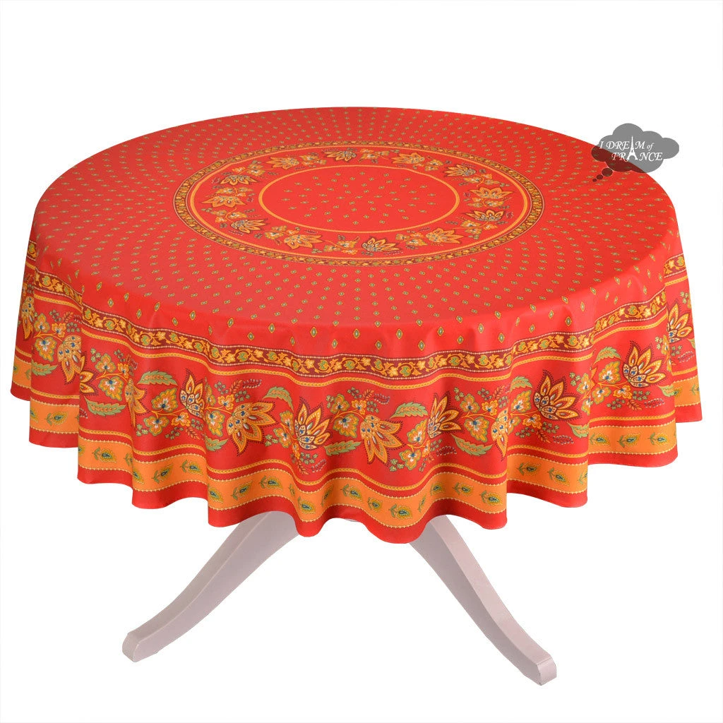 Le Cluny French Linens 70" Round Lisa Red Provence Tablecloths By Le Cluny