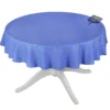 Le Cluny French Linens 60" Round Grapes Blue All-Over Acrylic-Coated Cotton Provence Tablecloth By Le Cluny Table Linens