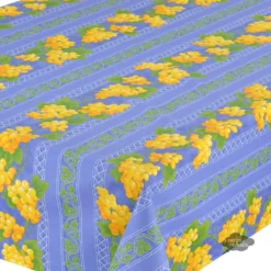 Le Cluny French Linens 52x72" Rectangular Grapes Blue Acrylic-Coated Cotton Cotton Provence Tablecloth By Le Cluny