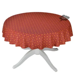 Le Cluny French Linens 60" Round Grapes Red All-Over Acrylic-Coated Cotton Provence Tablecloth By Le Cluny