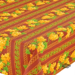Le Cluny French Linens 60x108" Rectangular Grapes Red Acrylic-Coated Cotton Provence Tablecloth By Le Cluny Table Linens