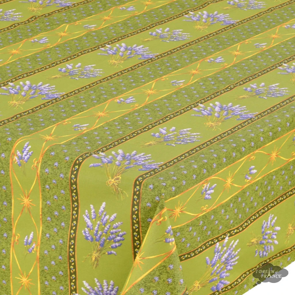 Le Cluny French Linens 60x120" Rectangular Lavender Green Acrylic-Coated Cotton Provence Tablecloth By Le Cluny Table Linens