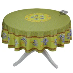 Le Cluny French Linens Table Linens 70" Round Lavender Green Provence Tablecloths By Le Cluny